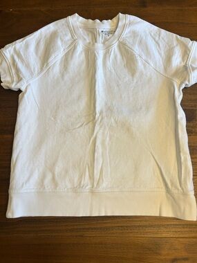 Athleta White Short-Sleeve Sweatshirt Top